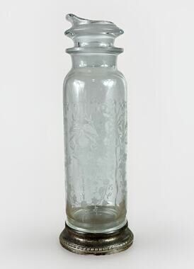 Heisey ORCHID 2 Piece Glass Cocktail Shaker w STERLING SILVER Base - READ*